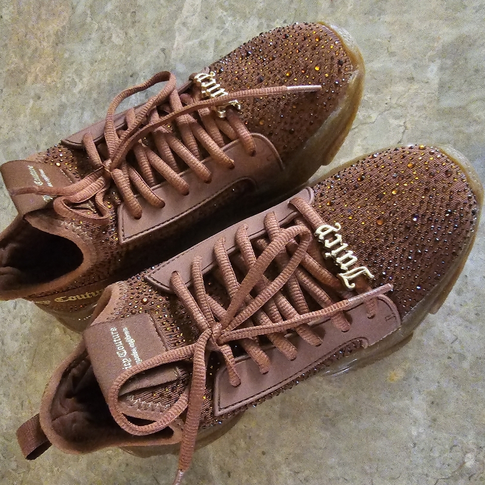Juicy Couture rhinestone sneakers Ginger brown Adana women's size 7.5 no box - Picture 7 of 12